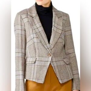 Free People Size XS Blue, Black, Beige Chess Blazer